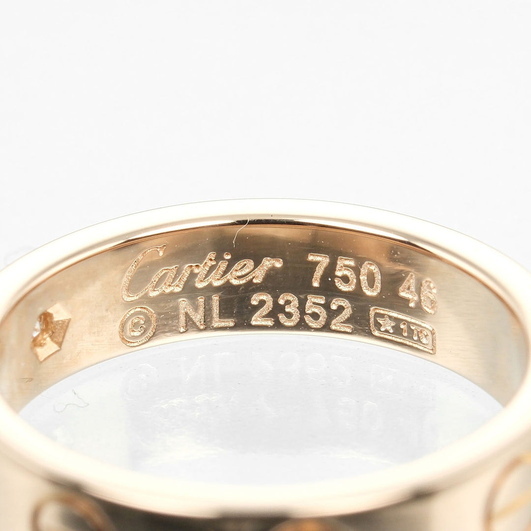CARTIER Ring K18 pink gold, diamond Silver mini love wedding Women 46 Used Authentic