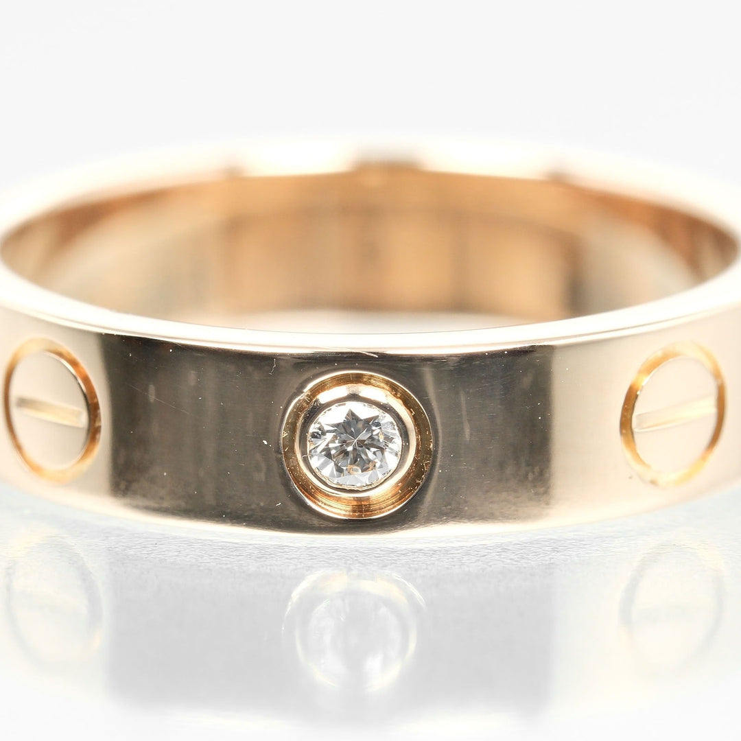 CARTIER Ring K18 pink gold, diamond Silver mini love wedding Women 46 Used Authentic