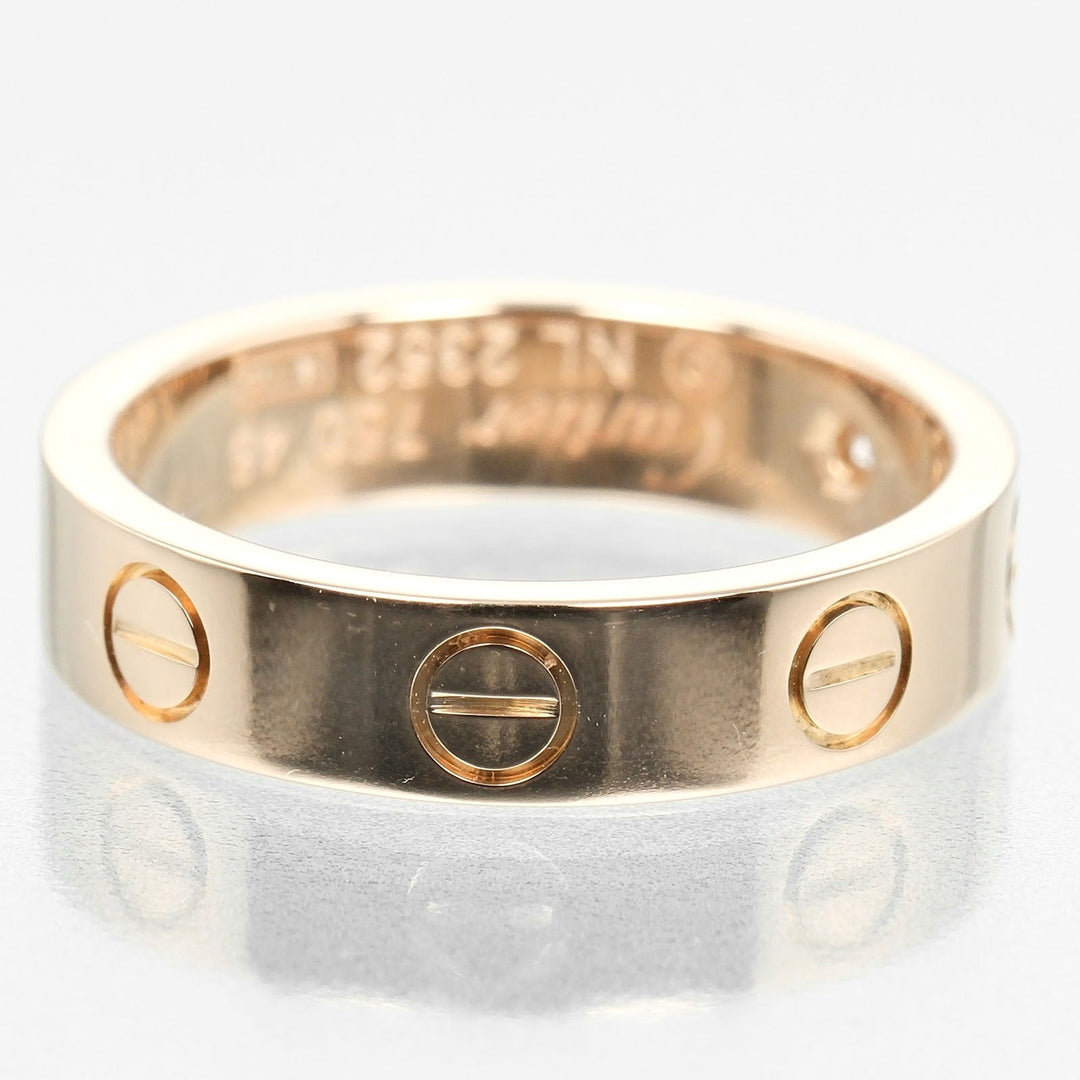 CARTIER Ring K18 pink gold, diamond Silver mini love wedding Women 46 Used Authentic