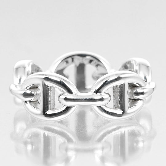 HERMES Ring Silver925 Silver Chene Dunkle Enchaine Women 50 Used Authentic