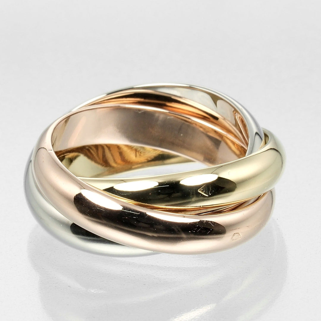 CARTIER Ring K18 Yellow Gold, K18 Pink Gold, K18 White Gold Silver 0.1" band Trinity Women 50 Used Authentic
