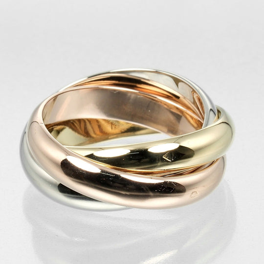 CARTIER Ring K18 Yellow Gold, K18 Pink Gold, K18 White Gold Silver 0.1" band Trinity Women 50 Used Authentic