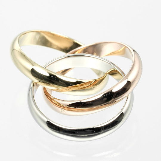CARTIER Ring K18 Yellow Gold, K18 Pink Gold, K18 White Gold Silver 0.1" band Trinity Women 50 Used Authentic