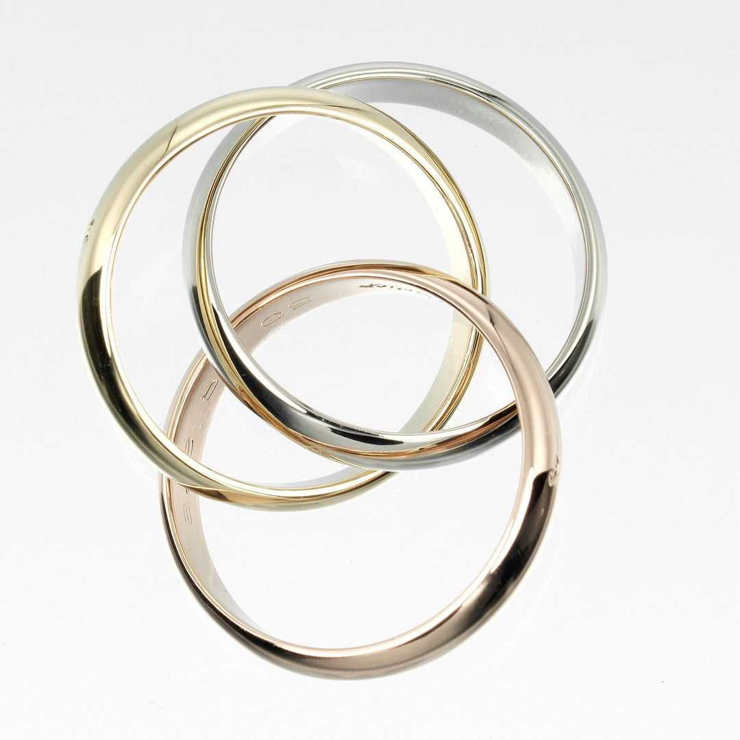 CARTIER Ring K18 Yellow Gold, K18 Pink Gold, K18 White Gold Silver 0.1" band Trinity Women 50 Used Authentic