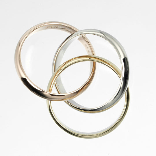 CARTIER Ring K18 Yellow Gold, K18 Pink Gold, K18 White Gold Silver 0.1" band Trinity Women 50 Used Authentic