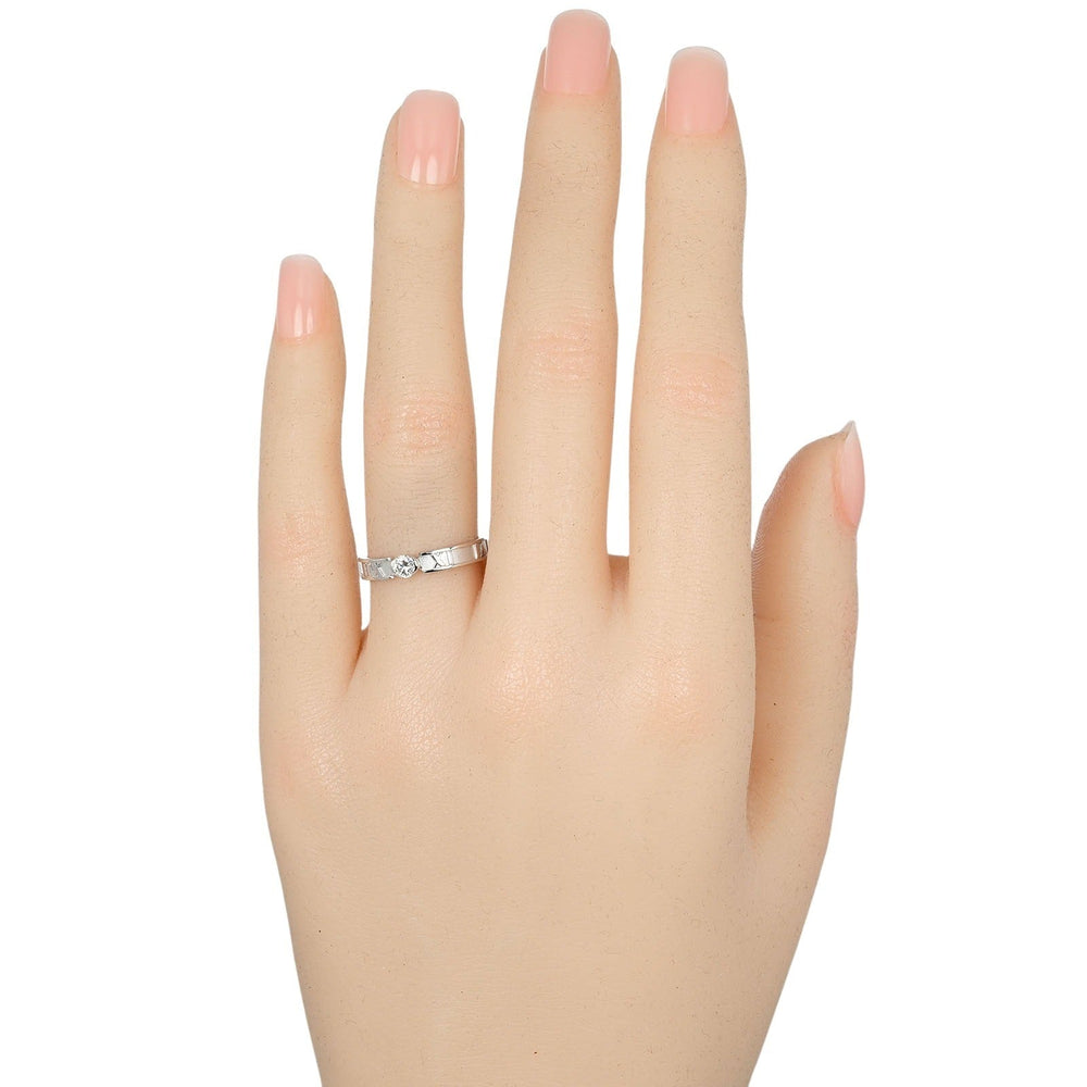 TIFFANY&Co. Ring K18 White Gold, Diamond Silver Atlas Narrow Women Used Authentic