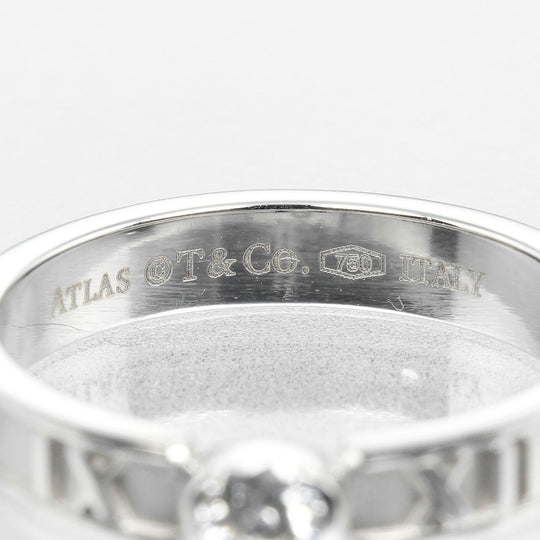 TIFFANY&Co. Ring K18 White Gold, Diamond Silver Atlas Narrow Women Used Authentic