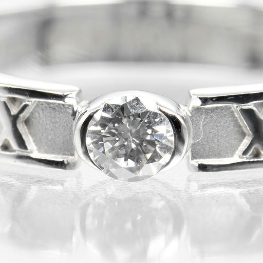 TIFFANY&Co. Ring K18 White Gold, Diamond Silver Atlas Narrow Women Used Authentic