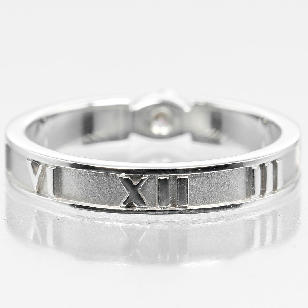TIFFANY&Co. Ring K18 White Gold, Diamond Silver Atlas Narrow Women Used Authentic