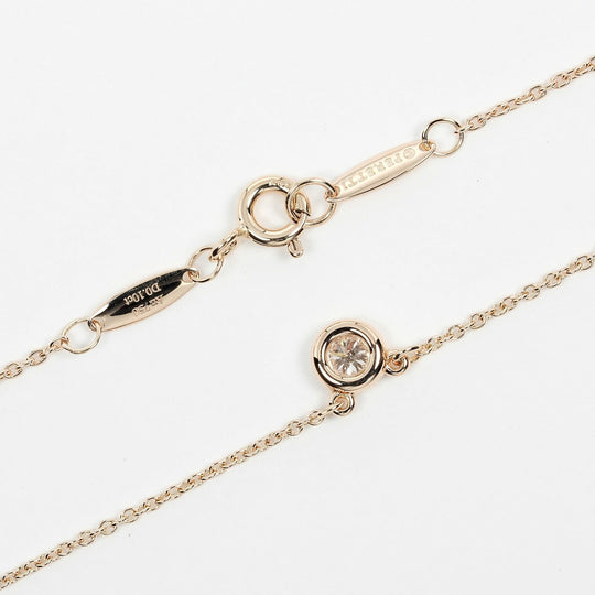TIFFANY&Co. Necklace 0.1ct K18 pink gold, diamond Silver By the yard Women Used Authentic