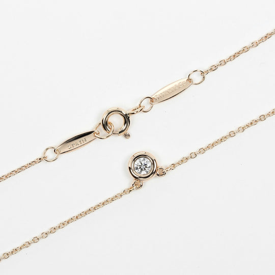 TIFFANY&Co. Necklace 0.1ct K18 pink gold, diamond Silver By the yard Women Used Authentic