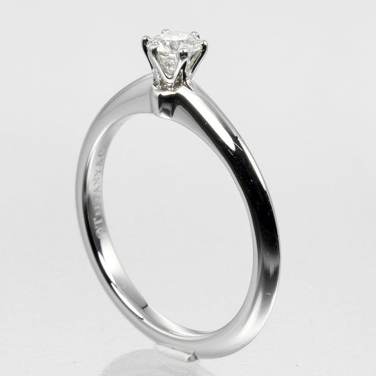 TIFFANY&Co. Ring 0.23ct Pt950Platinum, Diamond Silver Solitaire Women Used Authentic