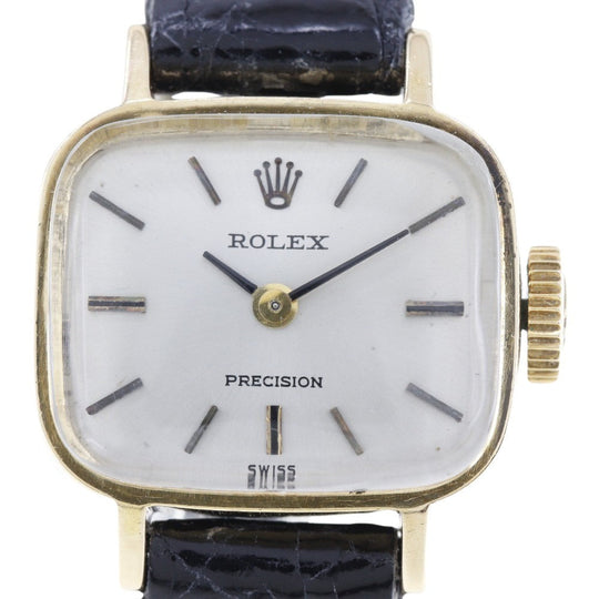ROLEX Watches Hand Winding 2651 K18 Yellow Gold, Leather Silver cal.1400 Precision Silver dial Women Used Authentic