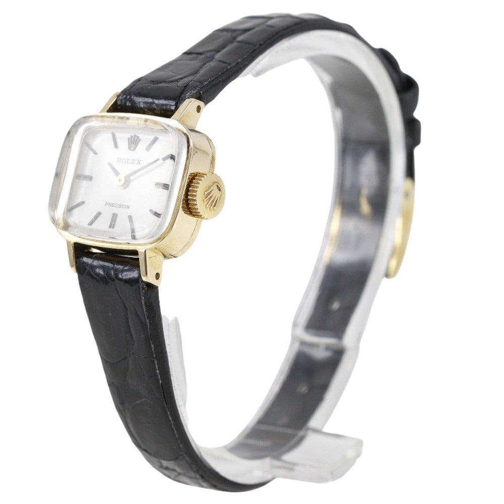 ROLEX Watches Hand Winding 2651 K18 Yellow Gold, Leather Silver cal.1400 Precision Silver dial Women Used Authentic