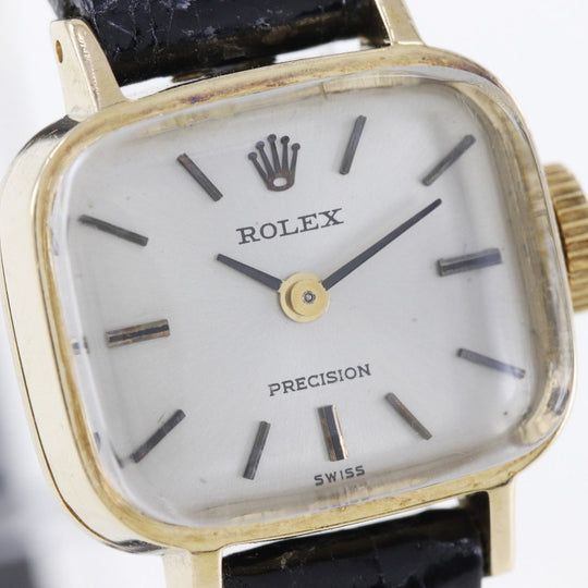 ROLEX Watches Hand Winding 2651 K18 Yellow Gold, Leather Silver cal.1400 Precision Silver dial Women Used Authentic