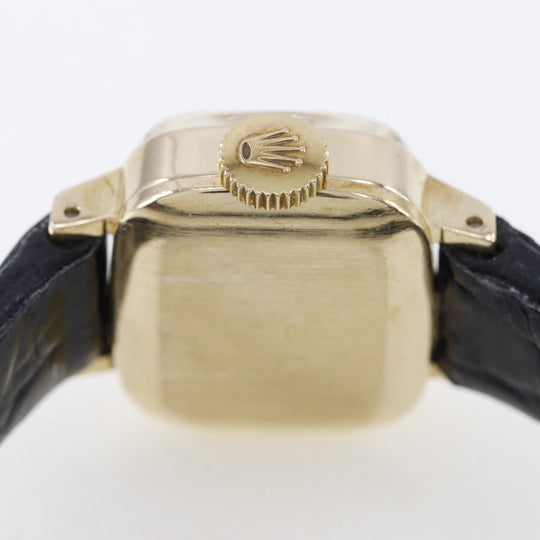 ROLEX Watches Hand Winding 2651 K18 Yellow Gold, Leather Silver cal.1400 Precision Silver dial Women Used Authentic