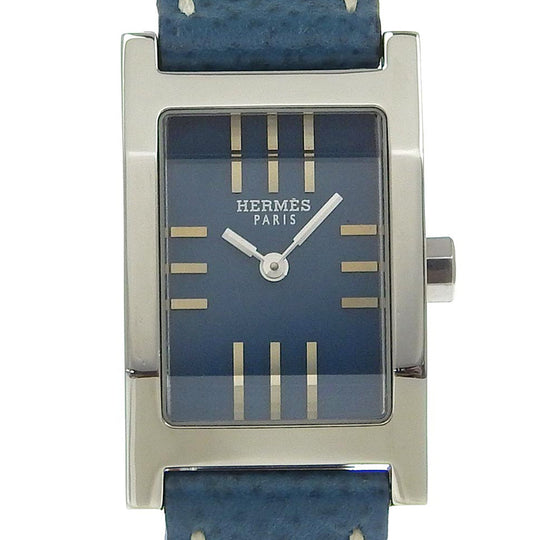 HERMES Watches Quartz TA1.210 Stainless Steel , Leather blue tandem Blue dial Women Used Authentic
