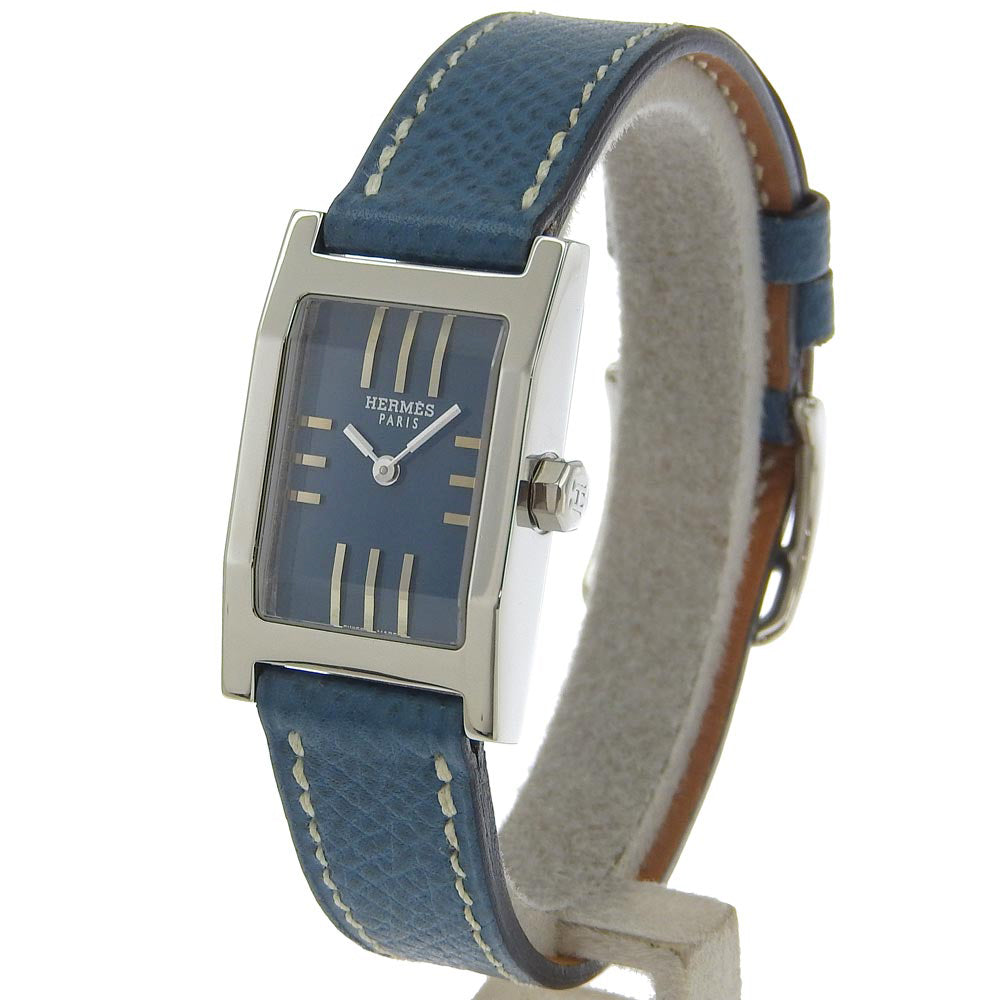 HERMES Watches Quartz TA1.210 Stainless Steel , Leather blue tandem Blue dial Women Used Authentic