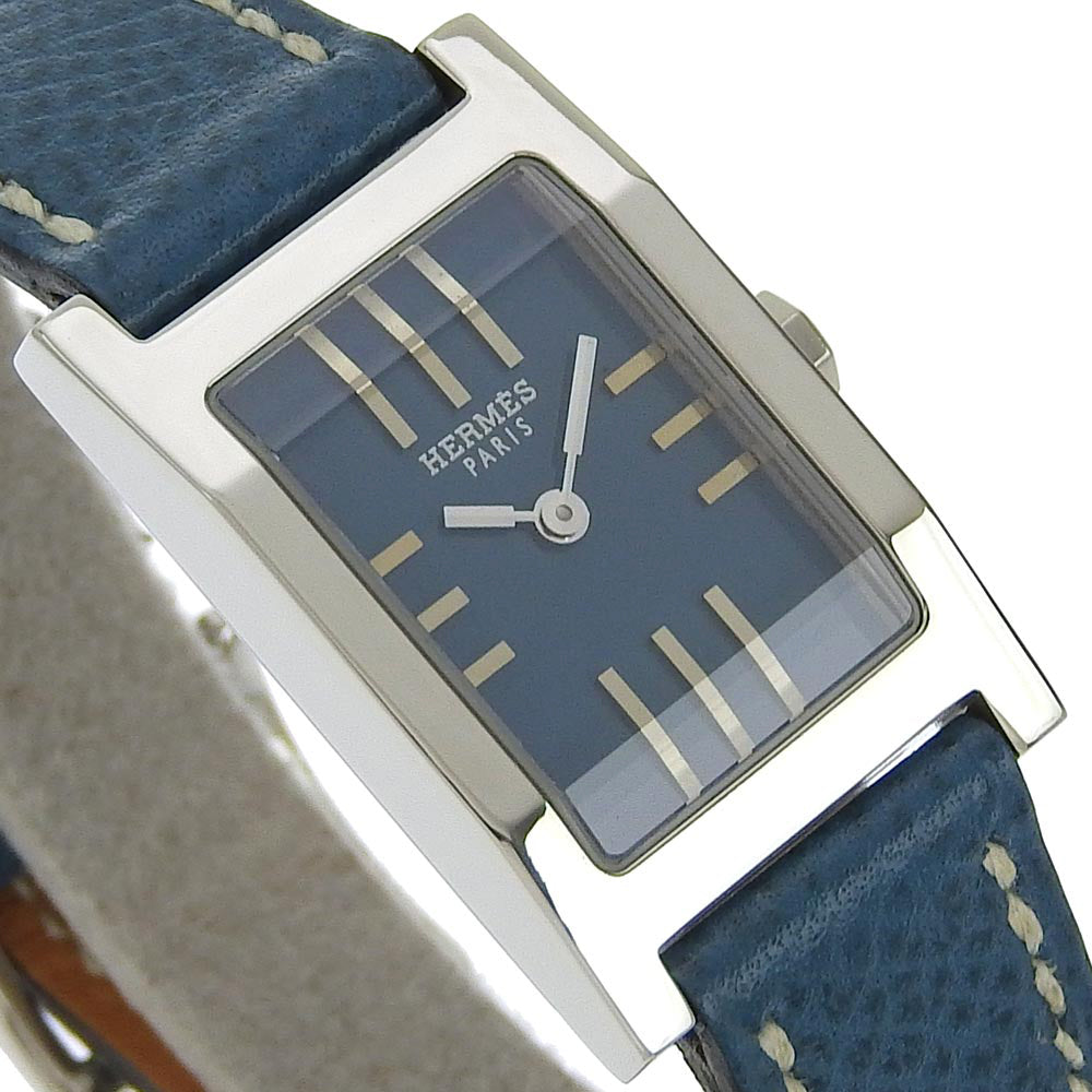 HERMES Watches Quartz TA1.210 Stainless Steel , Leather blue tandem Blue dial Women Used Authentic