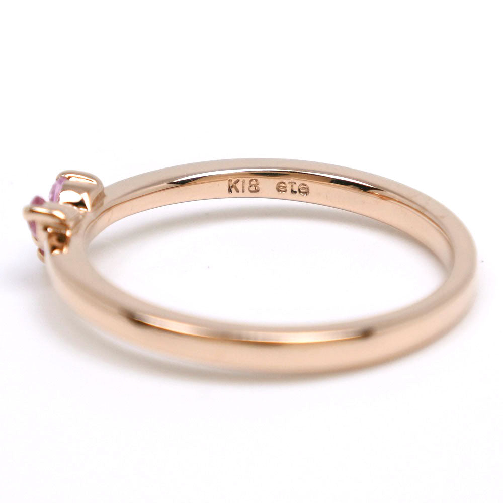 ete Ring K18 Pink Gold gold heart Women Used Authentic
