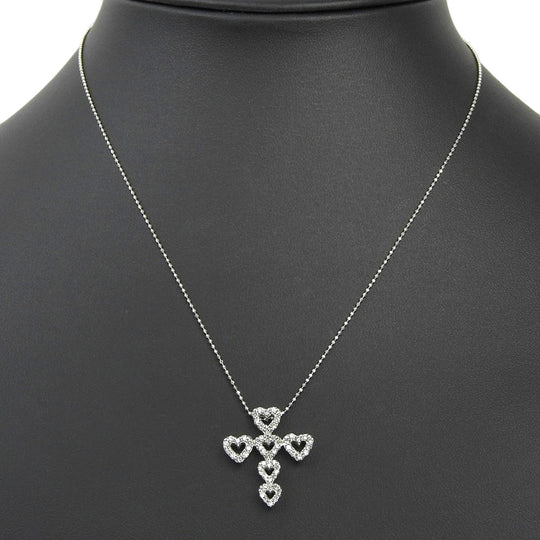 Ponte Vecchio Necklace K18 White Gold, Diamond Silver Women Used Authentic