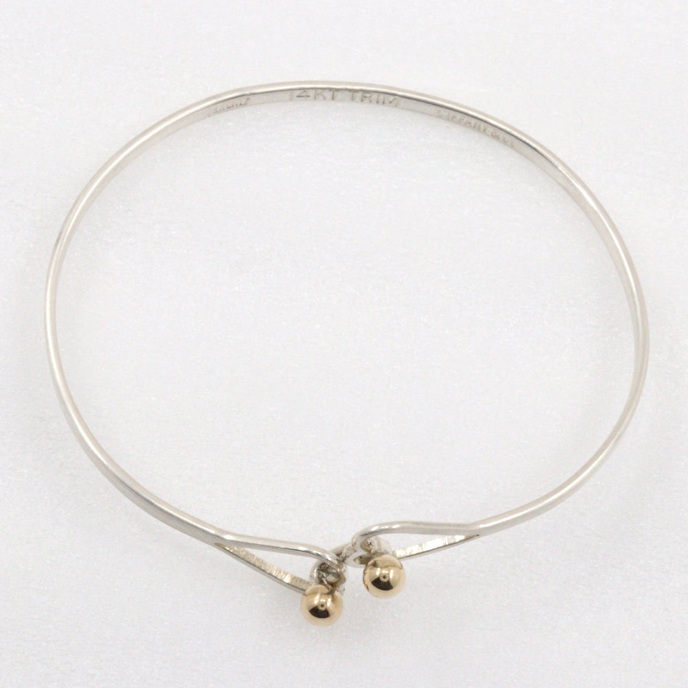 TIFFANY&Co. Bangle Silver925, K14 Yellow Gold Silver Double heart Hook & Eye Women Used Authentic