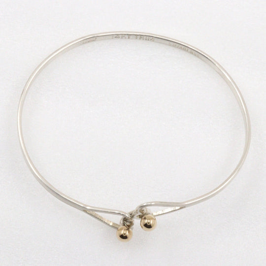 TIFFANY&Co. Bangle Silver925, K14 Yellow Gold Silver Double heart Hook & Eye Women Used Authentic