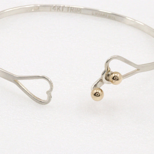 TIFFANY&Co. Bangle Silver925, K14 Yellow Gold Silver Double heart Hook & Eye Women Used Authentic