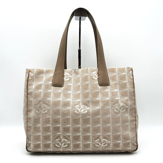 CHANEL Tote Bag A15991 beige New Travel Line MM Women Used Authentic