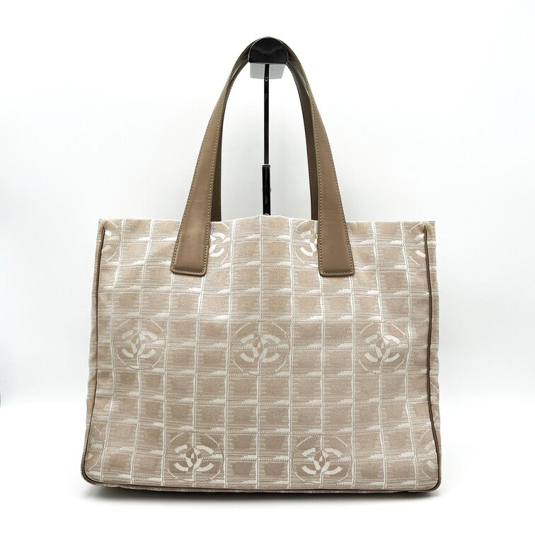 CHANEL Tote Bag A15991 beige New Travel Line MM Women Used Authentic