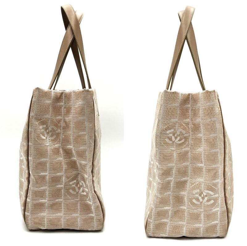 CHANEL Tote Bag A15991 beige New Travel Line MM Women Used Authentic