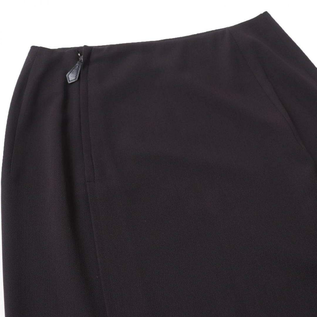 HERMES skirt wool Dark brown 34