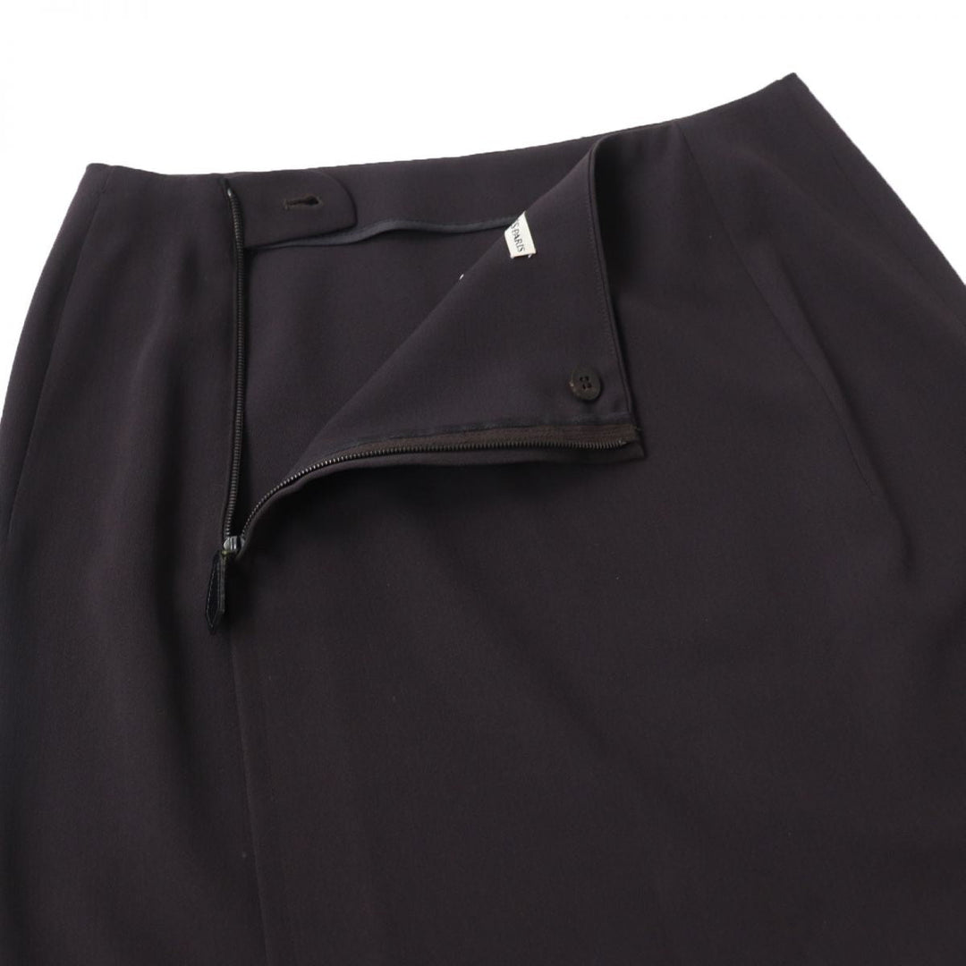 HERMES skirt wool Dark brown 34