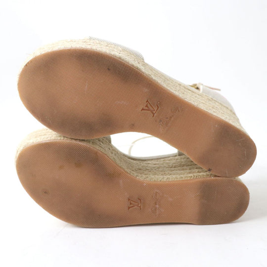 LOUIS VUITTON Sandals canvas Ivoryx pink Espadrilles wedge sandals Star board line 37