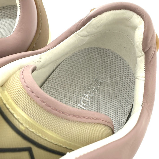 FENDI sneakers 7E1189 canvas White x beige x pink type FF logo shoes mens 6 Used Authentic