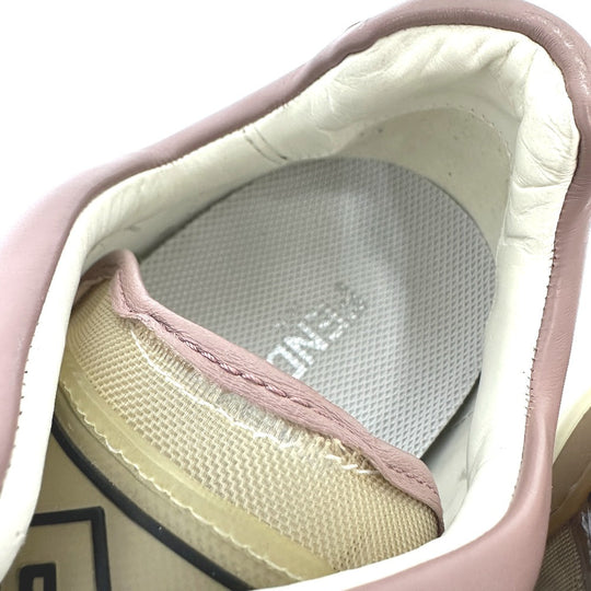 FENDI sneakers 7E1189 canvas White x beige x pink type FF logo shoes mens 6 Used Authentic