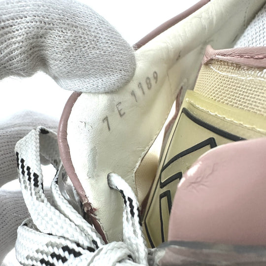 FENDI sneakers 7E1189 canvas White x beige x pink type FF logo shoes mens 6 Used Authentic