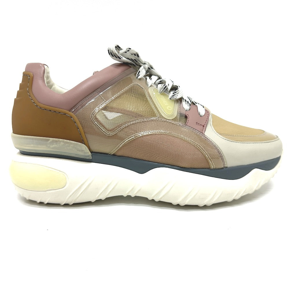 FENDI sneakers 7E1189 canvas White x beige x pink type FF logo shoes mens 6 Used Authentic