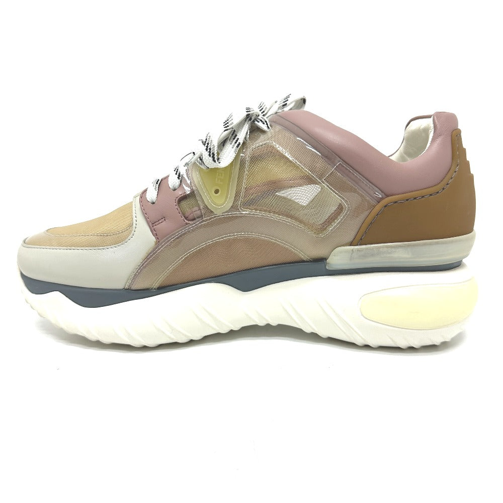 FENDI sneakers 7E1189 canvas White x beige x pink type FF logo shoes mens 6 Used Authentic