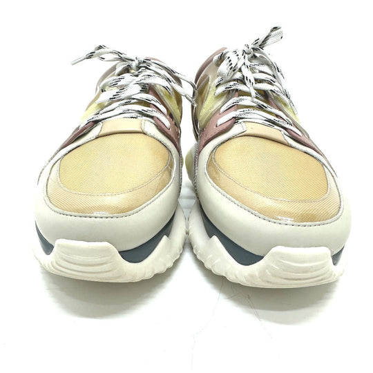 FENDI sneakers 7E1189 canvas White x beige x pink type FF logo shoes mens 6 Used Authentic