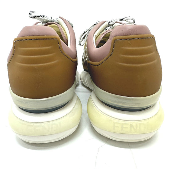 FENDI sneakers 7E1189 canvas White x beige x pink type FF logo shoes mens 6 Used Authentic