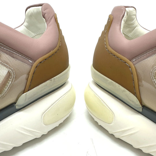 FENDI sneakers 7E1189 canvas White x beige x pink type FF logo shoes mens 6 Used Authentic