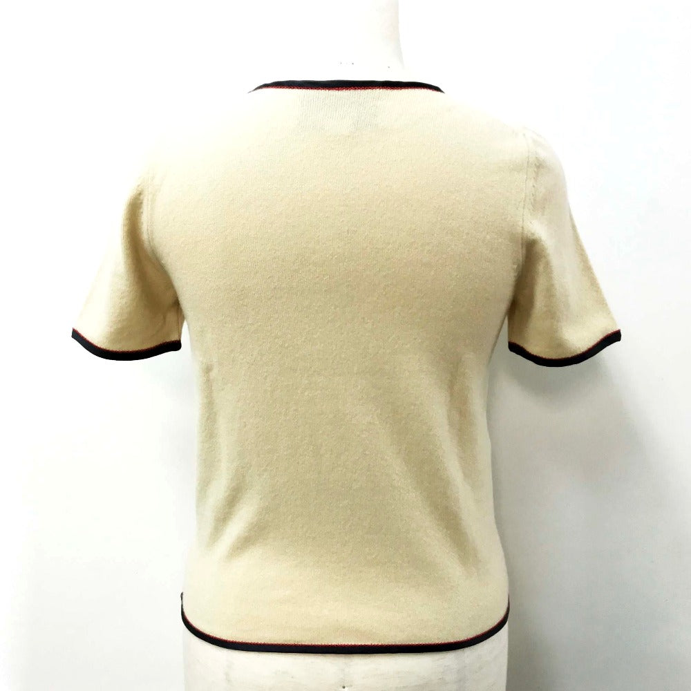 GUCCI Short sleeve T-shirt 501400 cashmere beige ribbon Women XS Used Authentic
