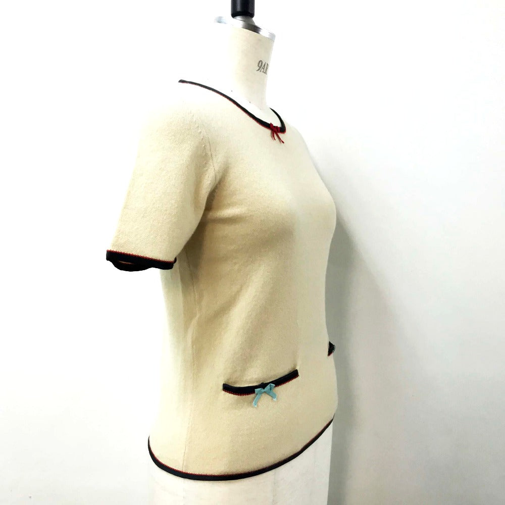 GUCCI Short sleeve T-shirt 501400 cashmere beige ribbon Women XS Used Authentic