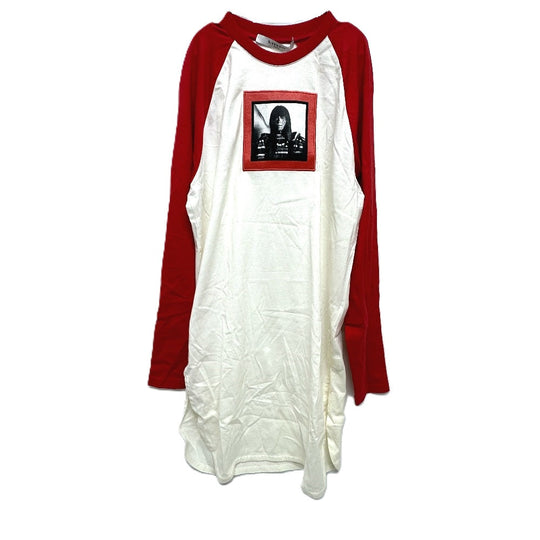 GIVENCHY Long sleeve shirt 17W7269651 cotton Red x white Print embroidery Oversize unisex(Unisex) XXS Used Authentic