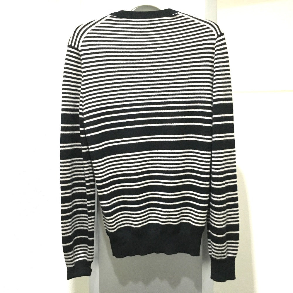 DOLCE&GABBANA sweater GP003K cashmere Black x White type Border patch Flower cactus pistol mens 52 Used Authentic