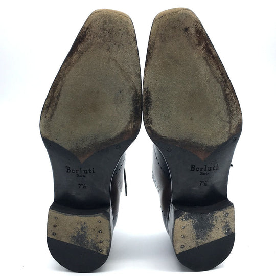 Berluti Dress shoes leather Brown x Navy type Punching design Two-tone patina mens 7.5 Used Authentic