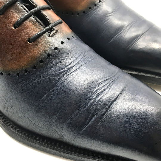 Berluti Dress shoes leather Brown x Navy type Punching design Two-tone patina mens 7.5 Used Authentic