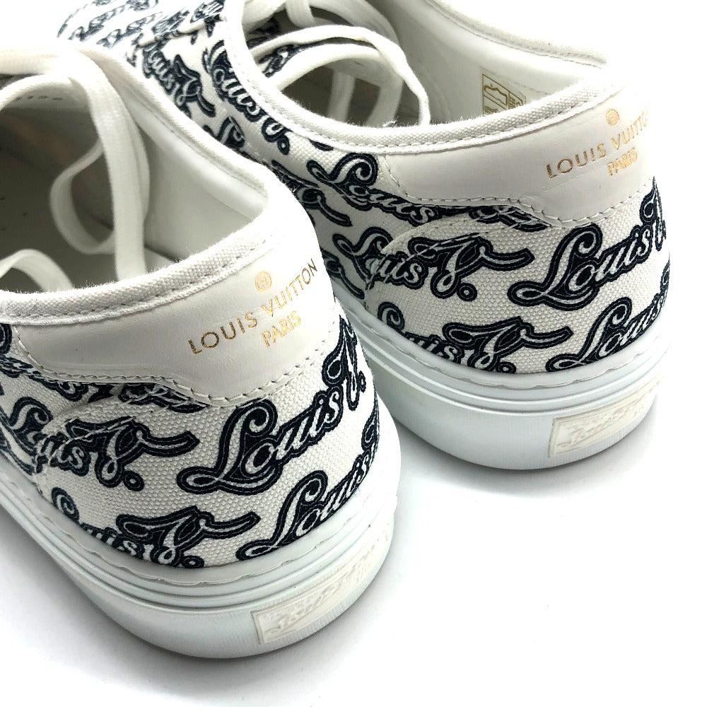 LOUIS VUITTON sneakers canvas White x navy All-over logo Trocadero sneakers mens 6.5 Used Authentic