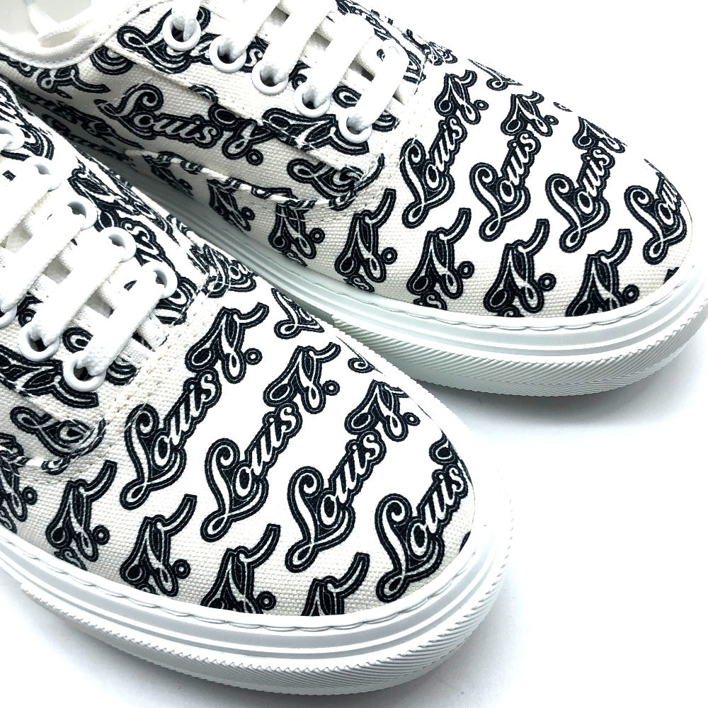 LOUIS VUITTON sneakers canvas White x navy All-over logo Trocadero sneakers mens 6.5 Used Authentic
